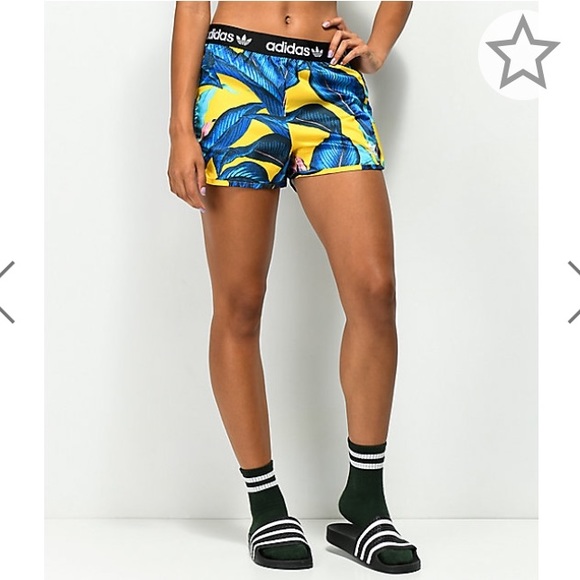 blue and yellow adidas shorts